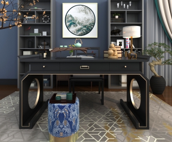 New Chinese Style Computer Desk And Chair-ID:458795339