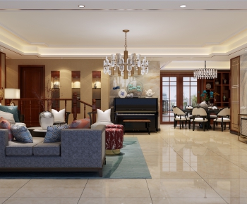 New Chinese Style A Living Room-ID:952739425