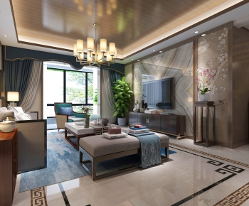 New Chinese Style A Living Room-ID:278071955