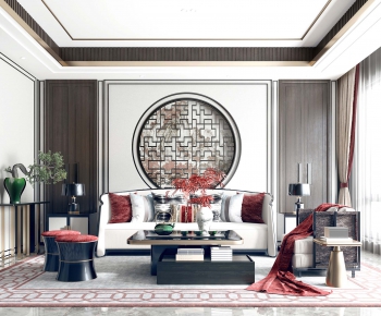 New Chinese Style A Living Room-ID:753848168