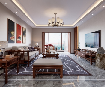 New Chinese Style A Living Room-ID:144879571