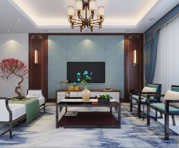 New Chinese Style A Living Room-ID:526482191