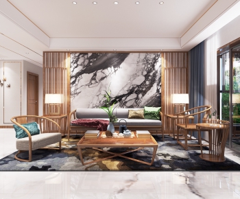 New Chinese Style A Living Room-ID:345427429