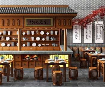 新中式餐厅接待台组合-ID:460237454