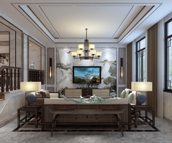 New Chinese Style A Living Room-ID:390719143