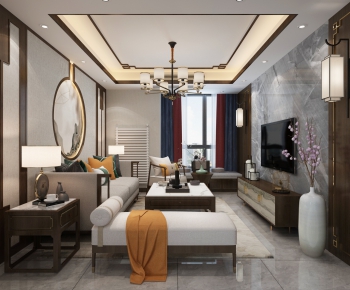 New Chinese Style A Living Room-ID:311449627