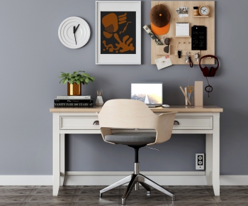 Modern Computer Desk And Chair-ID:350444723