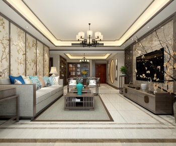 New Chinese Style A Living Room-ID:313257475