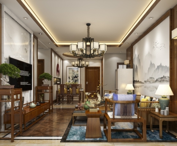 New Chinese Style A Living Room-ID:214298977