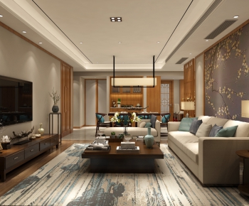 New Chinese Style A Living Room-ID:299947237