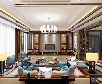 New Chinese Style A Living Room-ID:931483891