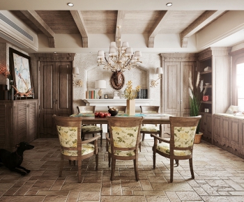 American Style Country Style Dining Room-ID:420703346