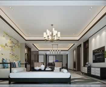 New Chinese Style A Living Room-ID:793248998