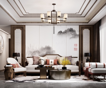 New Chinese Style A Living Room-ID:864232677