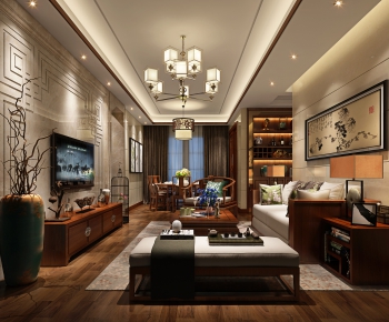 New Chinese Style A Living Room-ID:397067121