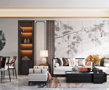 New Chinese Style A Living Room-ID:493234436