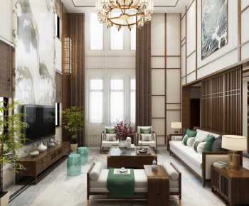 New Chinese Style A Living Room-ID:205692775