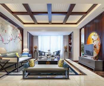 New Chinese Style A Living Room-ID:922282674