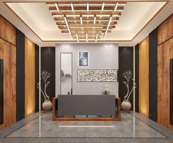 New Chinese Style Office Reception Desk-ID:766876997