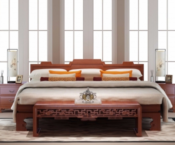 New Chinese Style Double Bed-ID:982255237