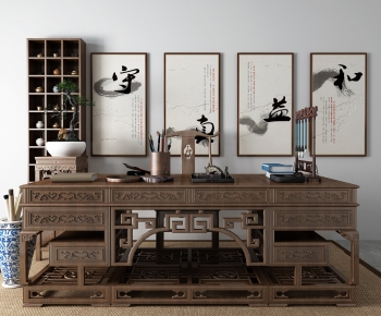 Chinese Style Computer Desk And Chair-ID:971987866