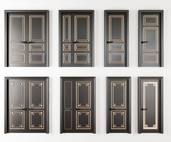 Simple European Style Unequal Double Door-ID:354570618
