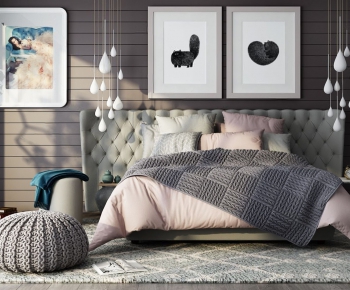 Nordic Style Double Bed-ID:661919237