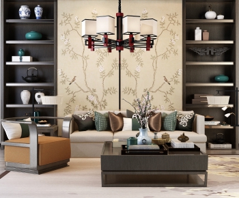 New Chinese Style Sofa Combination-ID:192383615