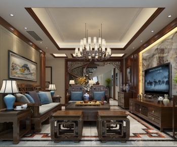 Chinese Style A Living Room-ID:783456232