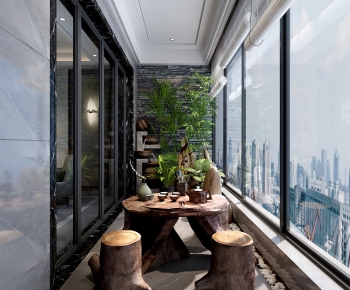 New Chinese Style Balcony-ID:855242356