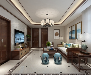 New Chinese Style A Living Room-ID:794458438