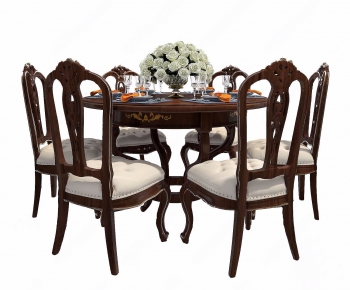 美式实木圆形餐桌椅-ID:770401283