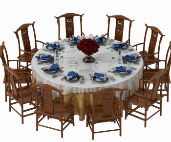 New Chinese Style Dining Table And Chairs-ID:302890572