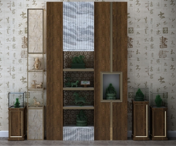 新中式装饰柜架-背景墙为后期-ID:326872187