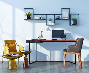 Simple European Style Computer Desk And Chair-ID:852027638