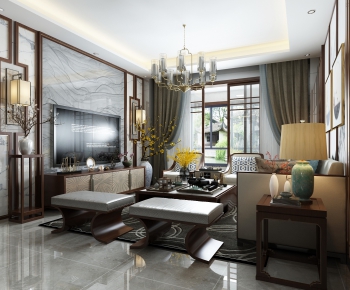 New Chinese Style A Living Room-ID:868216919