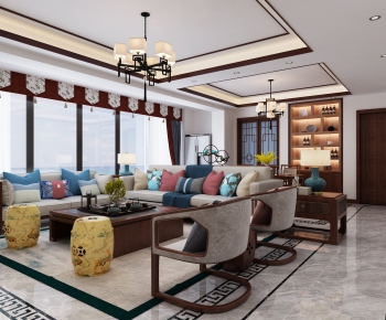 New Chinese Style A Living Room-ID:342859274