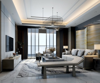 New Chinese Style A Living Room-ID:539494577