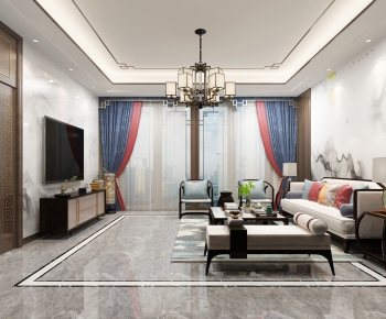 New Chinese Style A Living Room-ID:163113634