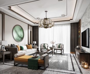 New Chinese Style A Living Room-ID:857050164