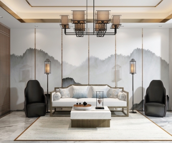 New Chinese Style A Living Room-ID:485627252