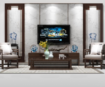 New Chinese Style TV Wall-ID:134023537