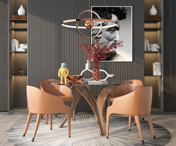 Post Modern Style Dining Table And Chairs-ID:436369956