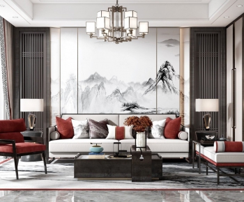 New Chinese Style A Living Room-ID:354449915
