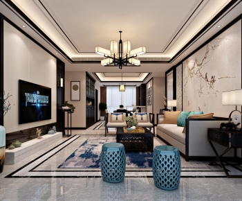 New Chinese Style A Living Room-ID:828985539