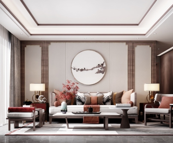 New Chinese Style A Living Room-ID:873238793