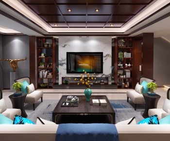 New Chinese Style A Living Room-ID:354232969