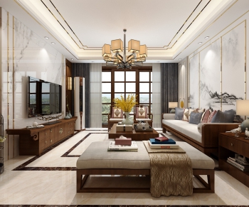 New Chinese Style A Living Room-ID:811247347