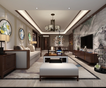New Chinese Style A Living Room-ID:843819764