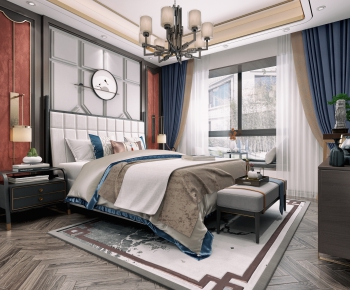 New Chinese Style Bedroom-ID:740291149